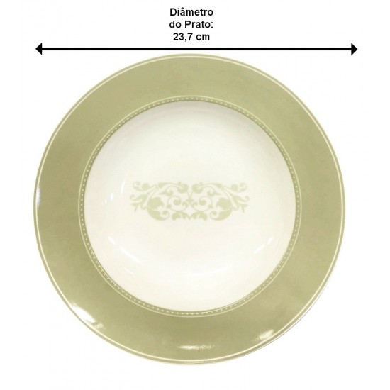 Prato 23,7cm Fundo Versa Perola Porcelana Germer     